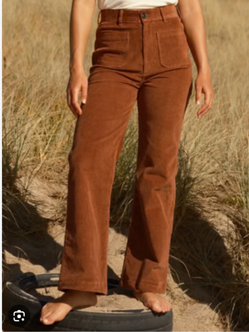 Mollusk Wide-Leg Corduroy Pants - Rust Brown size XS NWT front pockets